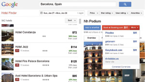 Hoteles de España en Google Hotel Finder